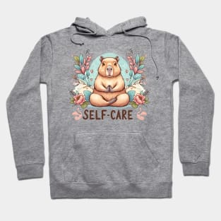 Self-care Capybara Meditating Among Flowers Hoodie